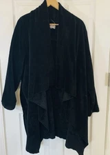 Lord & Taylor Lounge and Wear Women's Robe/ Jacket Black Sz L Short 3/4 Sleeve