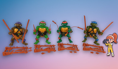  Alle vier Teenage Mutant Hero Turtles aus den 80er Jahren 100% komplett  