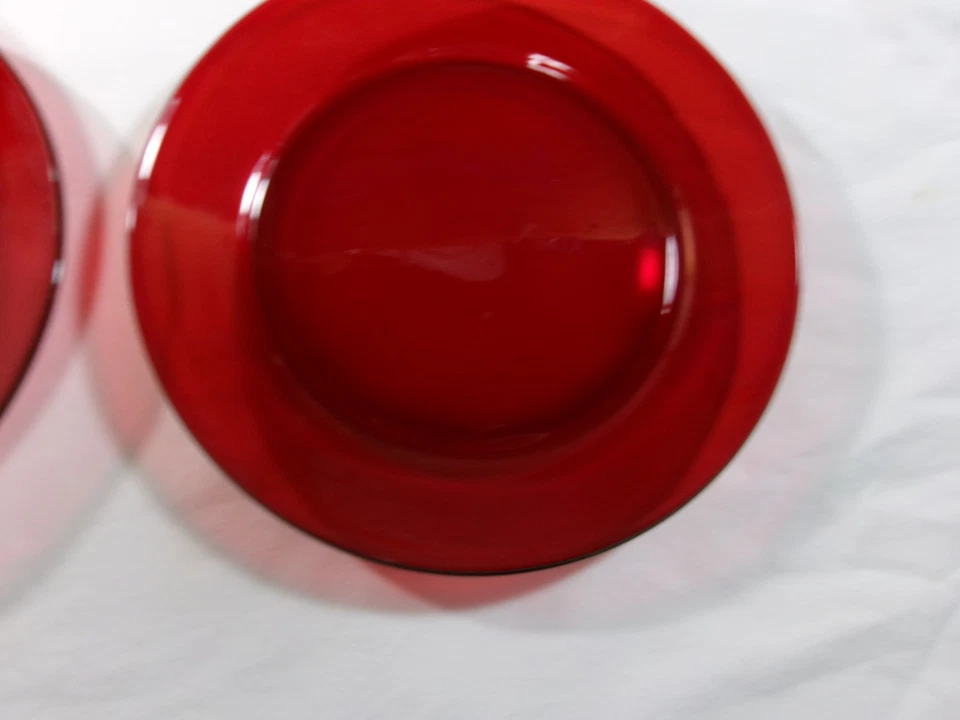 Set of 4 Vintage Anchor Hocking Royal Ruby Red Salad Luncheon Deep Plates 8" - Image 4 of 4