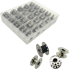 25 Pcs Metal Sewing Machine Bobbins with Storage Box Universal Compatible New