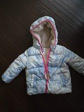 GAP Girl's Light Blue Pink Trim Winter Hooded Jacket Size 4T