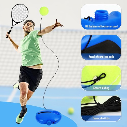 Tennis Trainer Tennis Trainer Set with 3 Rebound Balls, Portable Tennis Equipmen - Picture 5 of 14