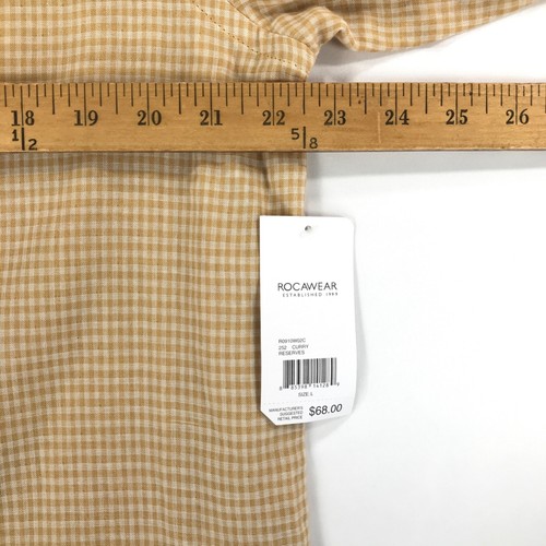 Camisa Rocawear Para Hombre L Amarillo Blanco Algodón Cheque 2 Bolsillos Mangas Largas Nueva con Etiquetas - Imagen 7 de 9