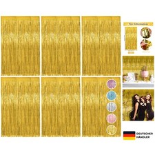 Vaktop 6 Stück Lametta Vorhang Gold, Glitzervorhang Lametta, Glitzer Party Vo...