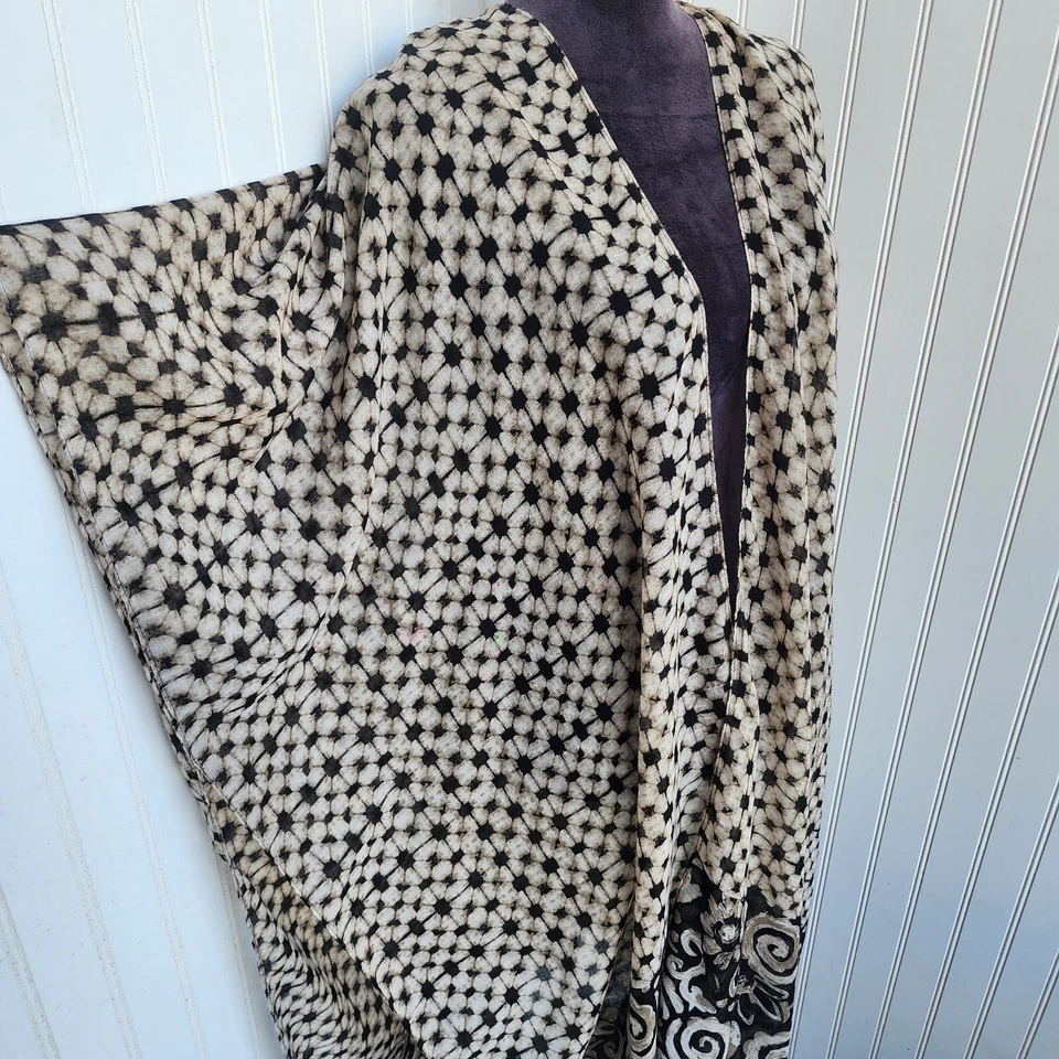 Cato Womens Kimono Tan Beige Abstract Print Sheer Open Front One Size OS Gauze — 第 4/4 张图片