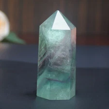Natural Fluorite crystal Hexagonal point Column Healing quartz Reiki Stone
