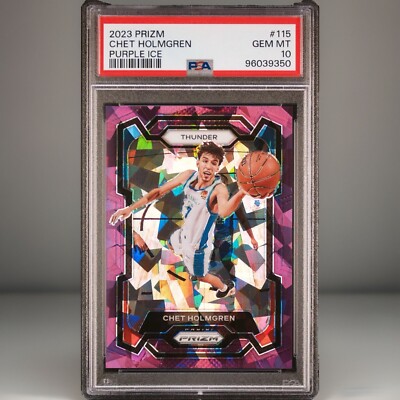 2023 Panini Prizm Chet Holmgren Purple Ice # /149 💎 PSA 10 GEM MINT 💎 Thunder