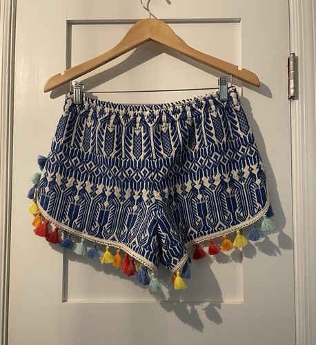 Judith March pantaloncini corti tribali nappa ricamati colorati donna taglia M usati in ottime condizioni - Foto 10 di 10