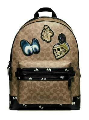 Coach Brown and Black Backpack with Fun Patches- spooky eyes collection. The annual Coach Outlet Halloween collection is now in  main image 4