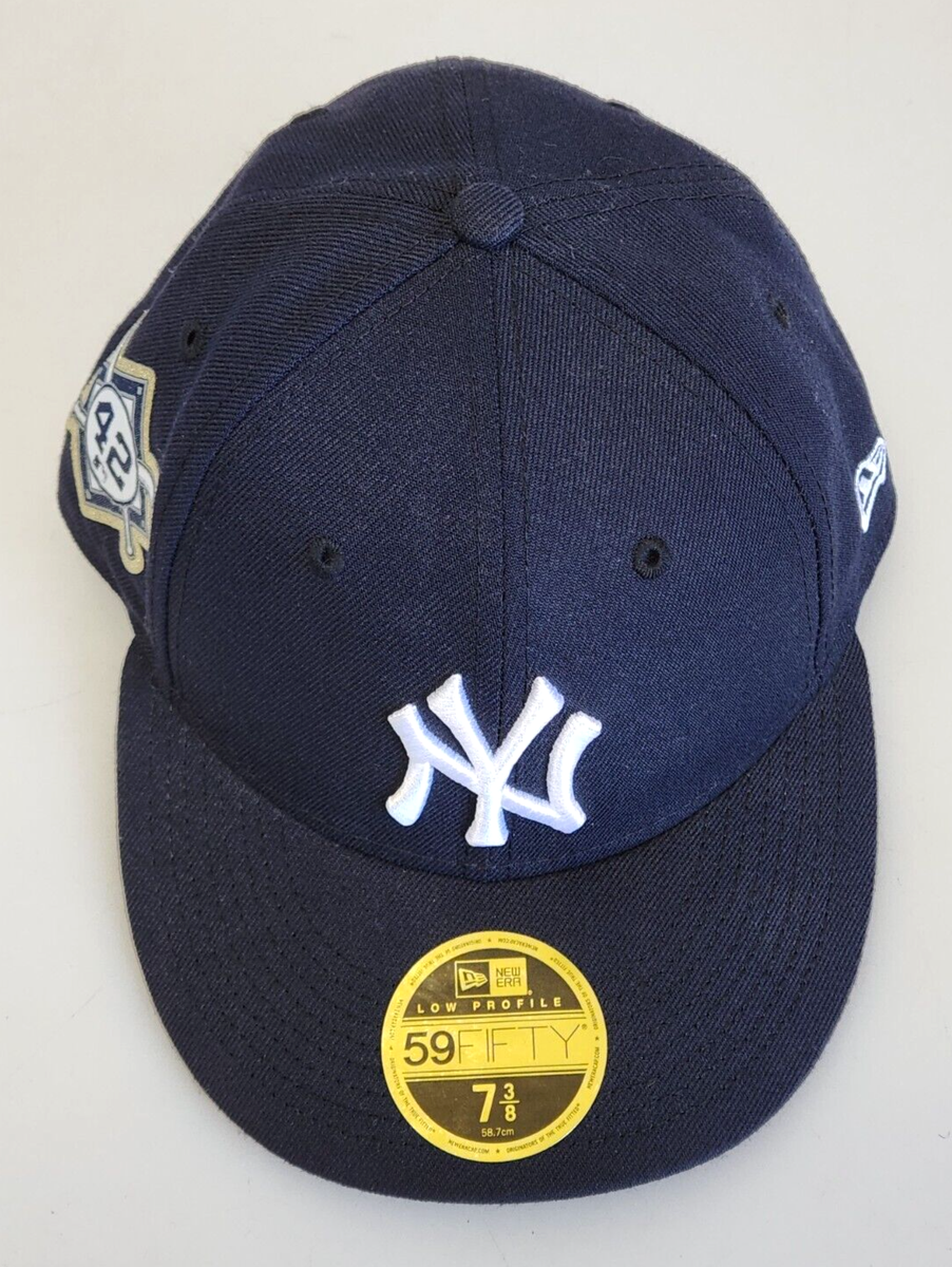 New Era 59fifty NY New York Yankees 42 Navy Fitted Flat Brim Hat