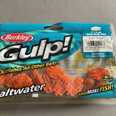 Berkley Gulp Sand Crab Floh 1'' Amber Orange Salzwasser Angelköder Softbait