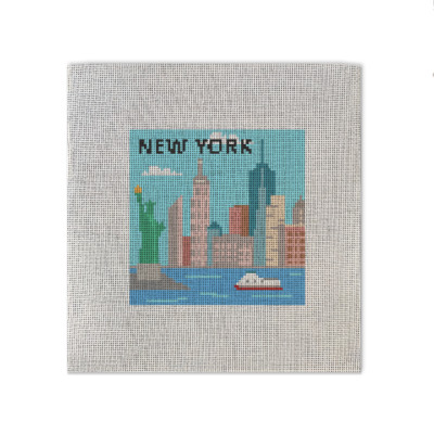 NYC Skyline 4'' x 4'' | 18 Count  Needlepoint Canvas
