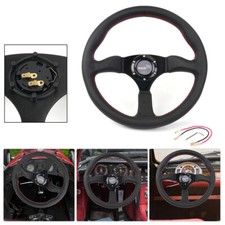 14inch 6 Bolt Black Universal Deep Dish Genuine Leather Racing Steering Wheel 14inch 6 Bolt Black Universal Deep Dish Genuine Leather Racing Steering Wheel