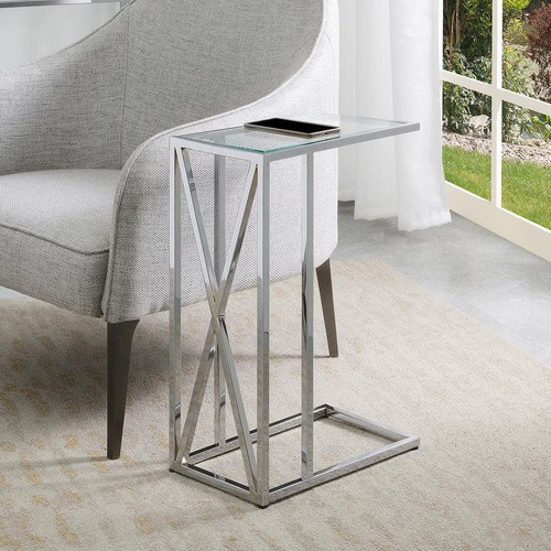 Convenience Concepts C End Table 24" H X 15.75" W, Rectangle Chrome Glass Top - Picture 2 of 4