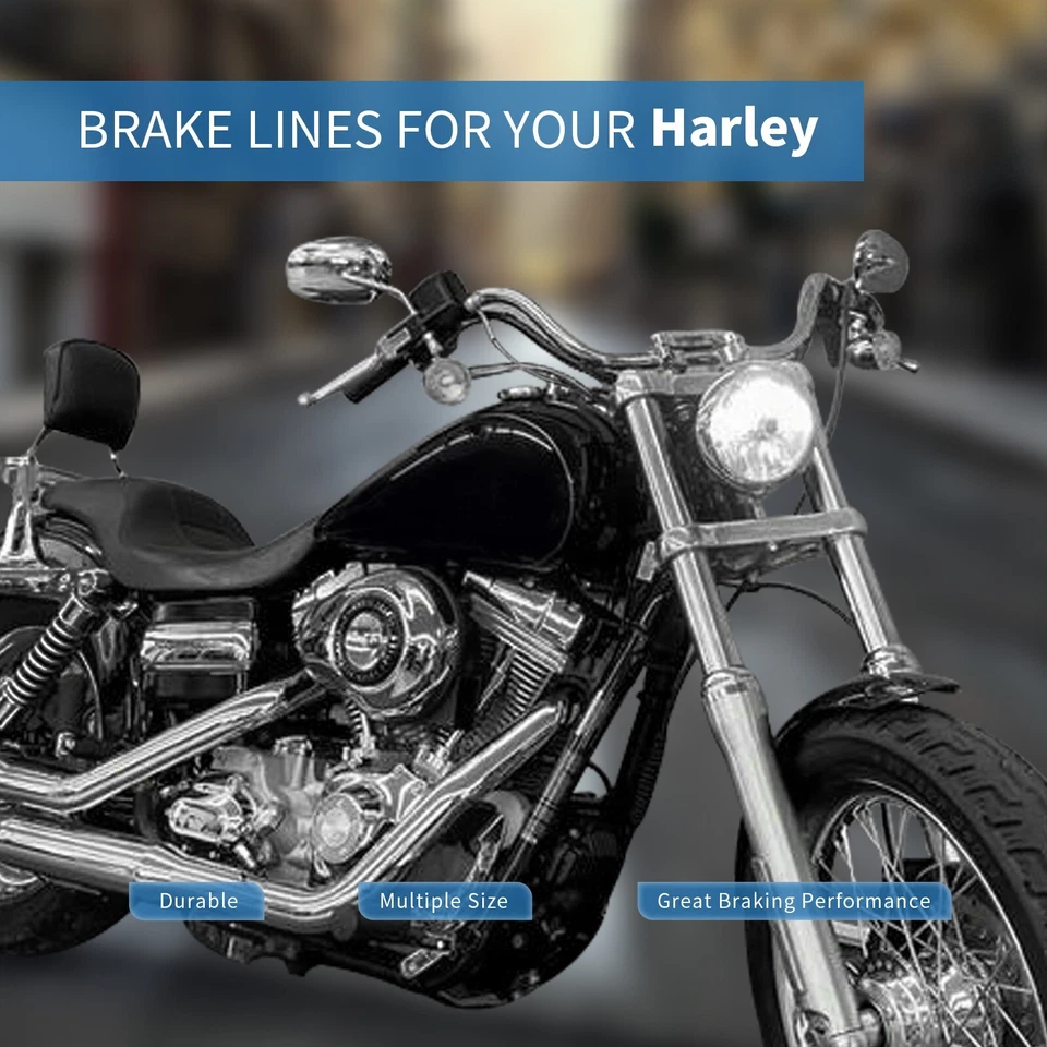 Linha de freio dianteiro 44" para Harley Dyna Low Rider Wide Super Glide 1996-2006 sem ABS - Imagem 3 de 4