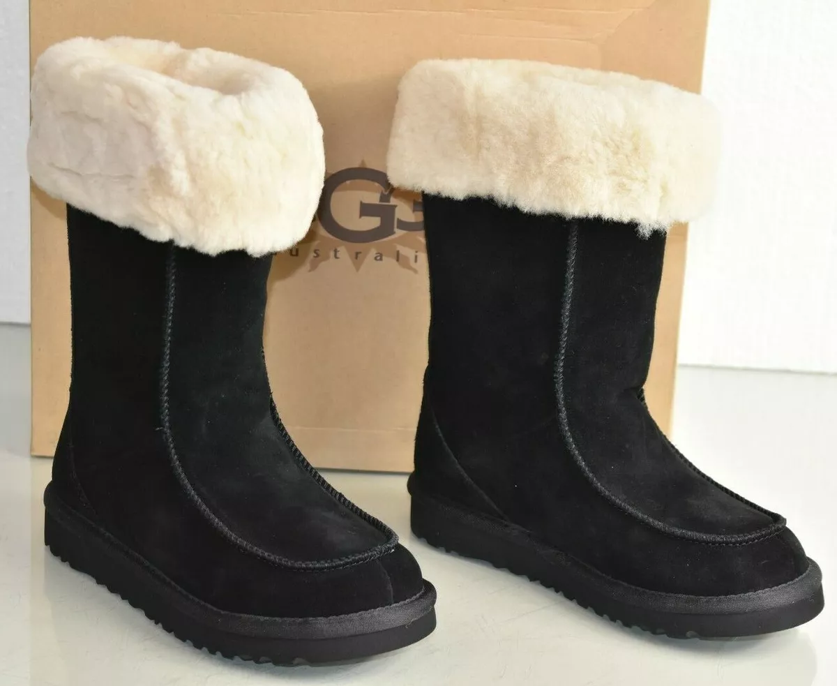 NEW Ugg Uggs GIrls Kids Black Suede Downtown BOOTS Shoes 1 UK 13