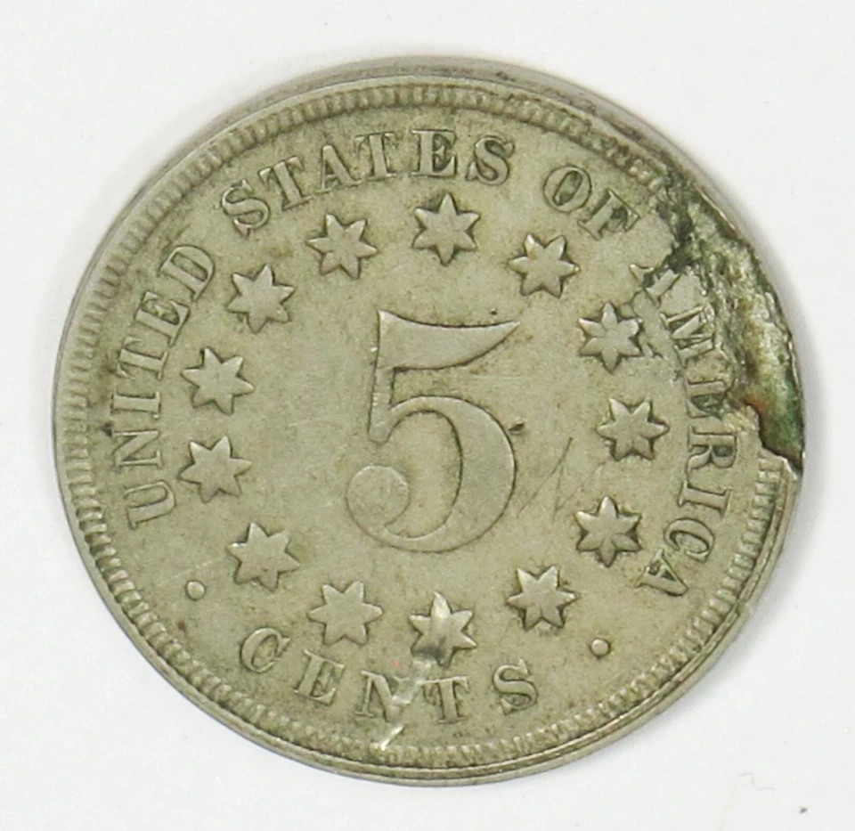 Error 1867 5c Nickel Die Break Die Cracks Defectne Planchet Uncirculated (K52) - Image 3 of 4
