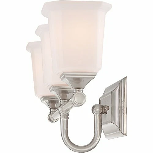 Quoizel NL8603BN Glass Wall Sconce Lighting Shades 3 Light 225 Watt Nickel - Picture 8 of 10