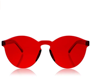 red tinted round sunglasses
