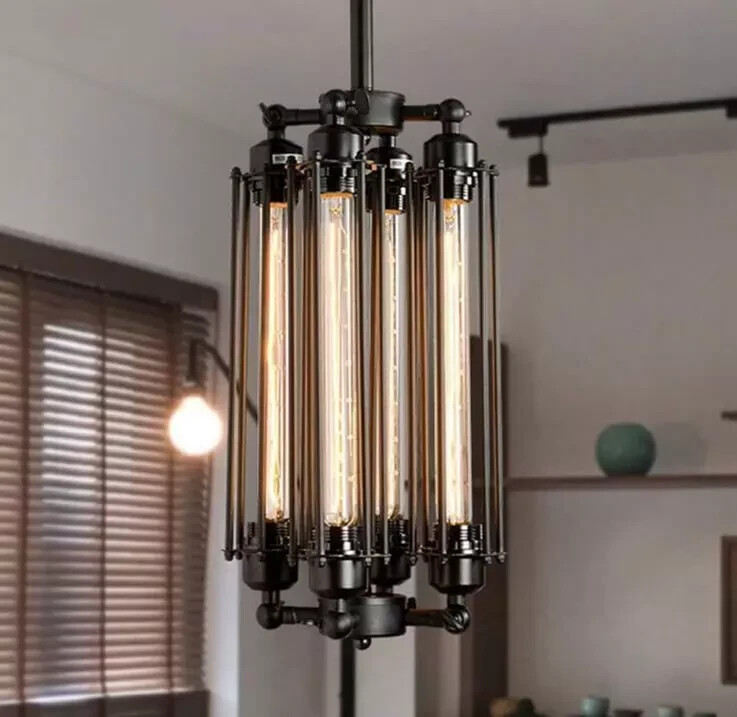 Vintage Industrial Ceiling Chandeliers Steampunk 4-Light Pendant Lamp Fixtures