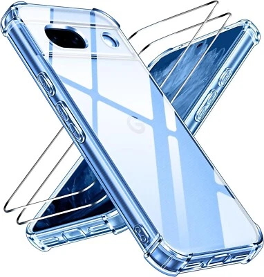 For Google Pixel 8a Case Clear Silicone Shockproof Phone Cover Screen Protector