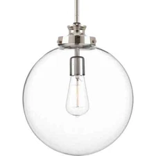 Progress Lighting Penn Collection 12 in. 1-Light Polished Nickel Large Farmhouse