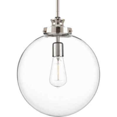 Progress Lighting Penn Collection 12 in. 1-Light Polished Nickel Large Farmhouse