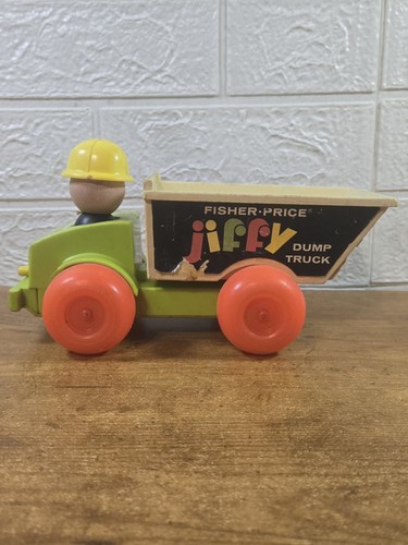 VTG 1980s Fisher-Price JIFFY DUMP TRUCK (No String), Wooden Head Multicolored .. - Picture 2 of 7