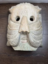 Vintage Mid-Century Hand-Carved Wooden Mask – Scandinavian Folk 10.5”