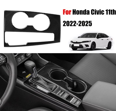 Gloss Carbon Fiber Gear Shift Panel Trim Cover For 2022-2025 Honda Civic 11th