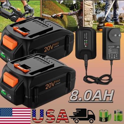 For WORX 20V WA3520  WA3525 MAX 8.0AH Battery Lithium ion 20Volt or Charger