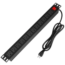 12 Outlet Surge Protector with On/Off Switch - Metal Rack-Mount Power Strip