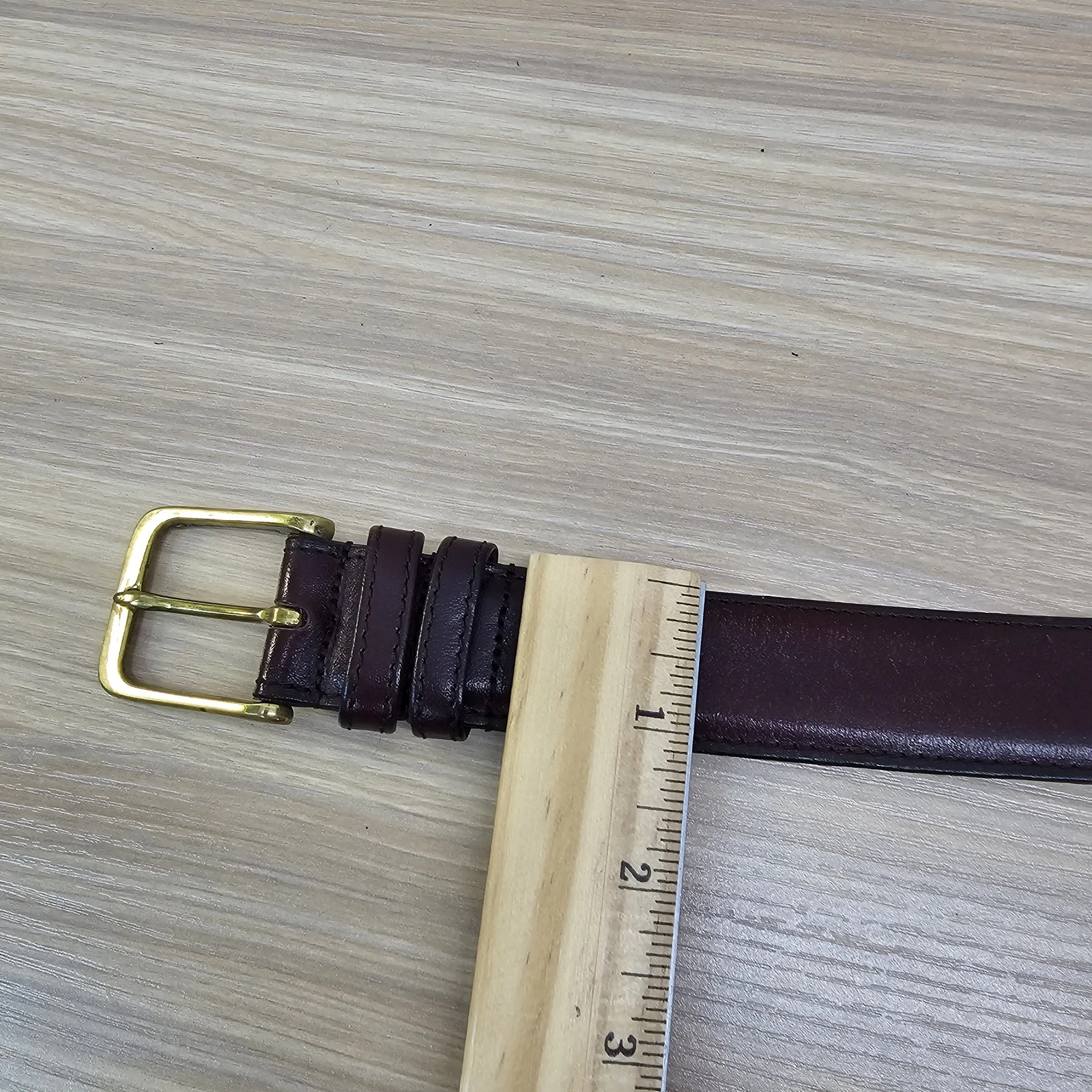 Cintura Coach Vintage 36 90 M Borgogna Pelle Magra Ottone Massiccio Fibbia Abito USA