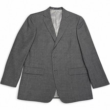 Hart Schaffner Marx 42R Gray Windowpane Plaid Wool Sport Coat Blazer USA Made