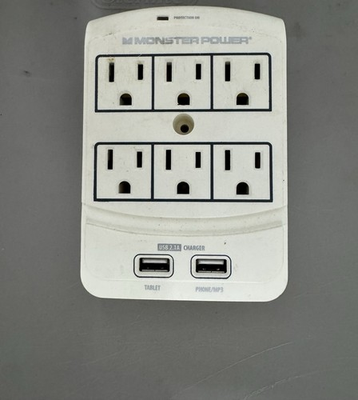 #ad #ad Monster Just Power It Up 6 outlets Wall Tap Surge Protector w USB Untested SKU:G $13.00
