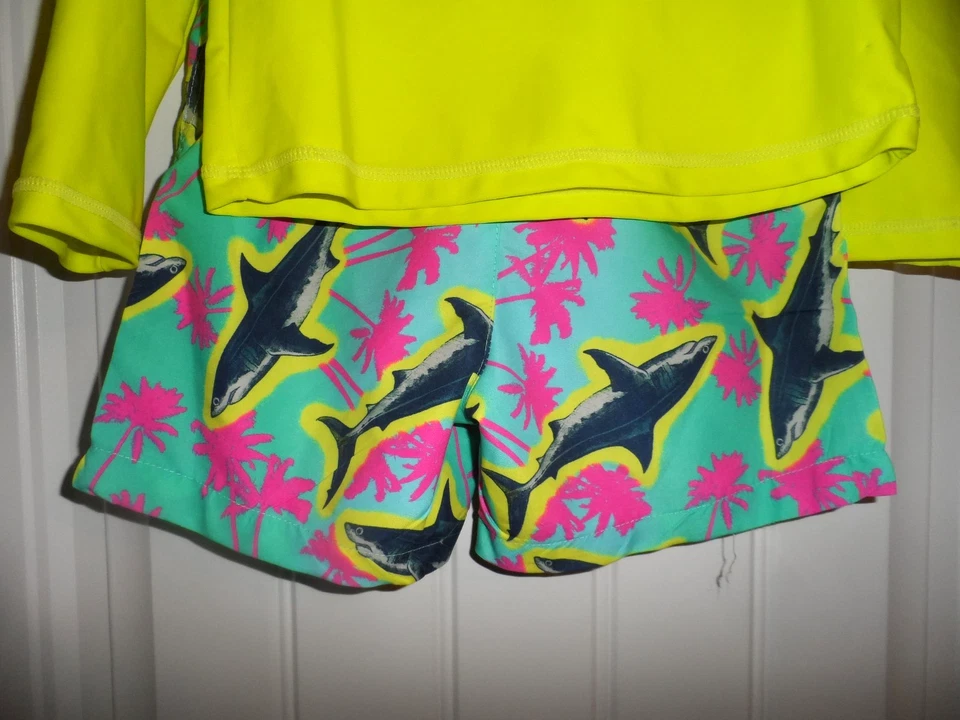 Adorable Ocean Pacific Niños Talla 4 Tiburón Bañador Amarillo Conjunto Camisa de Natación Nuevo con Etiquetas Foto 3 de 4