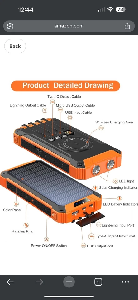 Solar Charger Power Bank 42800mAh  Large Capacity Power Bank 🔥🔥🔥 - Image 2 of 4