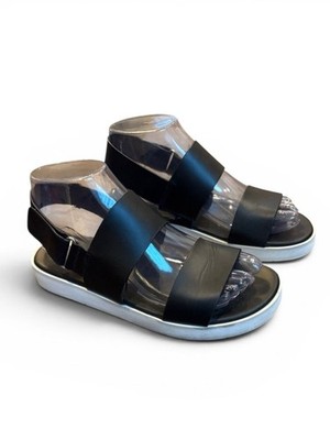 Vince Brennan Black Leather Sandals Women s 6.5 Double Strap Platform