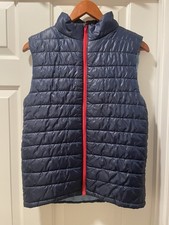 H M Sport Boys Kids Blue Sleeveless Puffer Vest Red Zipper Jacket Size 14-16 Y