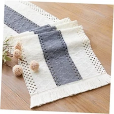  Macrame Table Runner for Home Decor Boho Table Runners with 12x71" Grey
