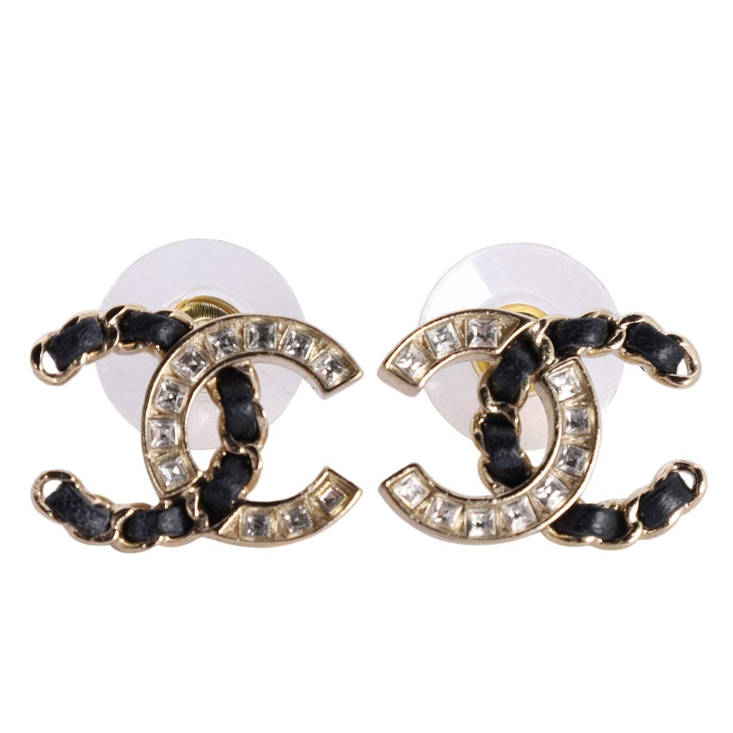 Leather Interlocking CC Stud Earrings - image 1
