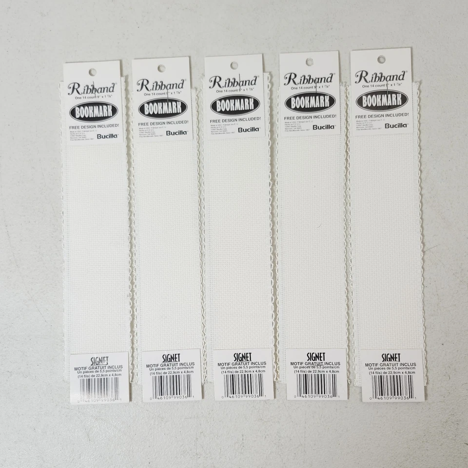 Marcador BUCILLA Cinta 9" x 1 7/8" 14 unidades Punto de Cruz Lote de 5 Blanco Nuevo de Lote Antiguo Foto 2 de 4