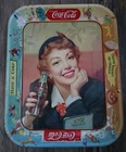 Vintage 1953 Coca Cola Menu Girl Thirst Knows No Season Metal Advertising Tray
