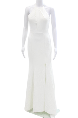 #ad Aqua Dresses Women#x27;s High Neck Sleeveless Lace Trim Maxi Dress White Size 0 $24.99