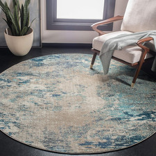 Modern Boho Round Area Rug - Blue & Grey