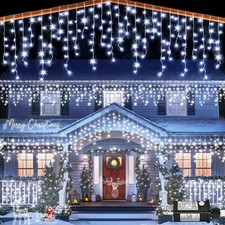 Icicle lights Outdoor - 33ft Christmas Lights with 400LED 75 Drops 8 Modes, P...