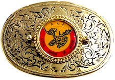 Moose Club Oval Western Style Belt Buckle with Inlay / Moose / Moose Club