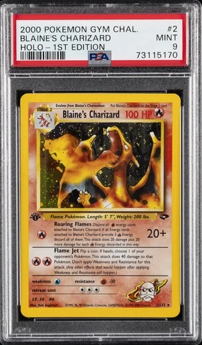 2000 POKEMON GYM CHALLENGE HOLO-1ST ED #2 BLAINE'S CHARIZARD PSA 9