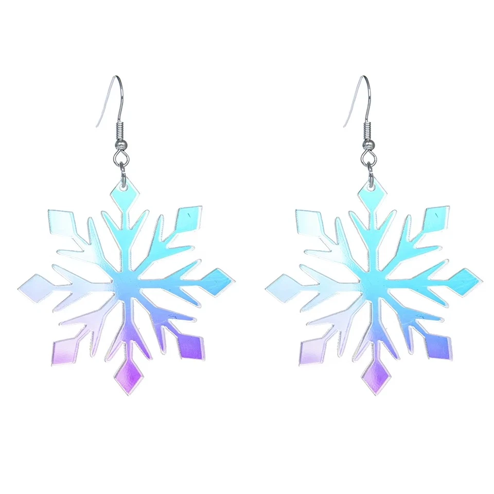 Acrylic Snowflake Dangle Earrings for Women Acrylic Snow Earrings Winter Earring - Image 4 of 4