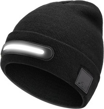 LED Beanie Hat with Light USB Rechargeable Beanie with Built-in Headlamp Fla